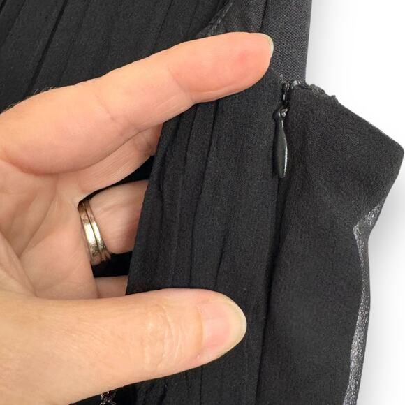 Vintage Stenay Black 100% Silk Chiffon Beaded Mini Dress Women's Size 12P - Picture 9 of 11